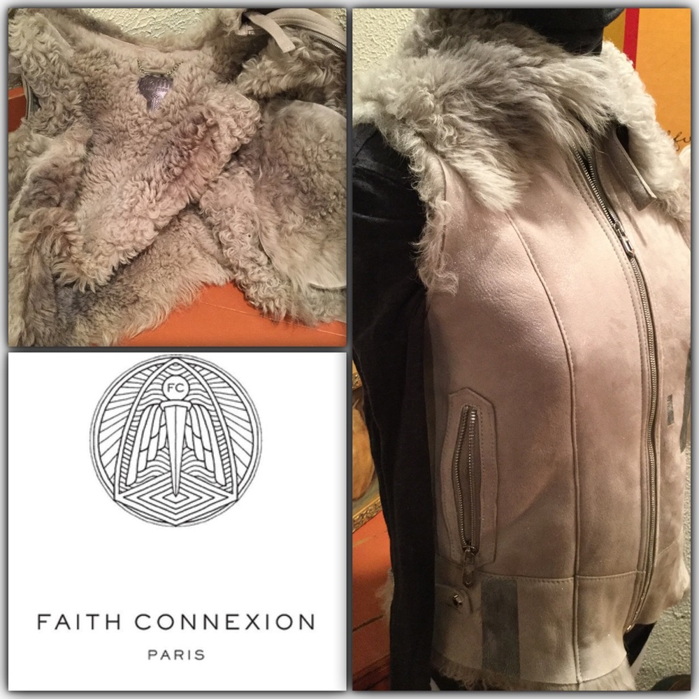 Faith Connexion Glitter Suede & Curly lamb Vest